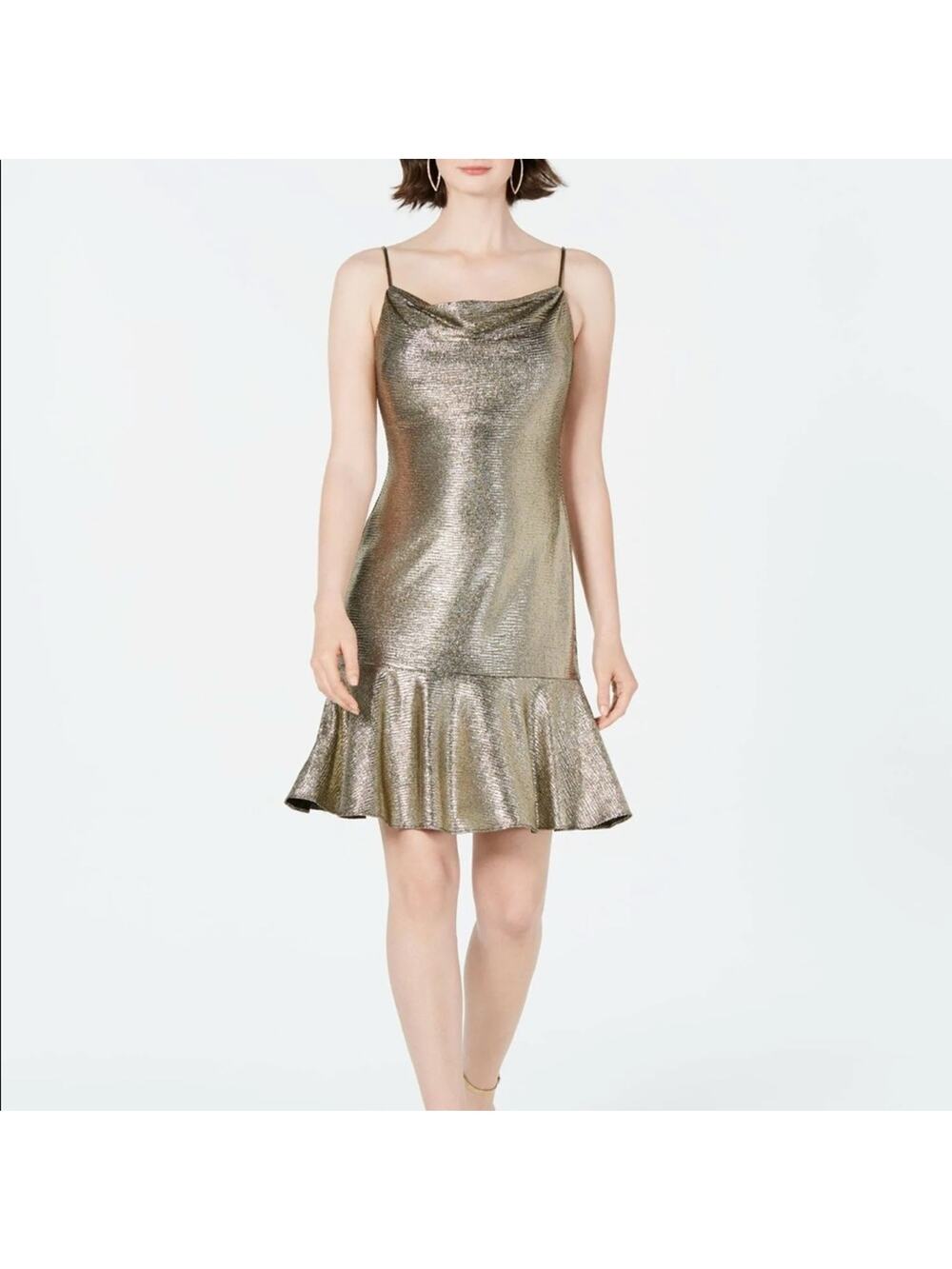 NWT  NW Nightway Silver Flounce Dress Size 8
